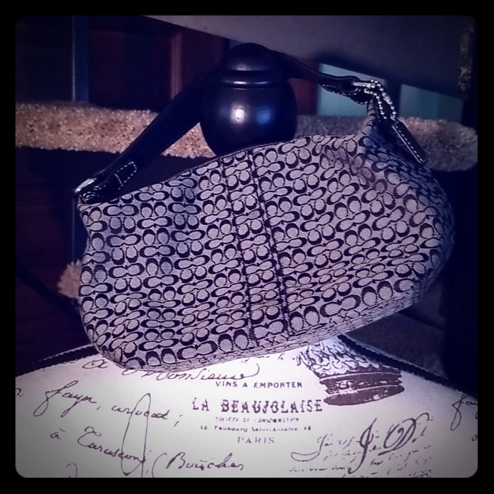 Coach Mini Shoulder Bag in Signature Black and Cream